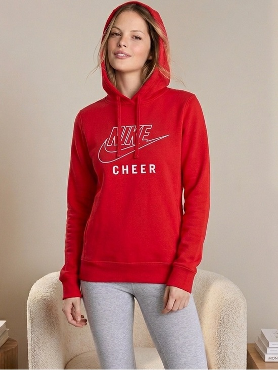 Nike Tops - NWT Nike Cheer Red Graphic Outline Swoosh Fleece Pullover Hoodie